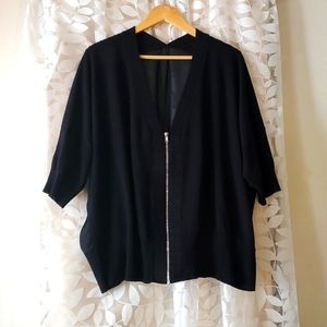 Lane Bryant Zip-up Cardigan with Sheer Back Panel Black 22/24